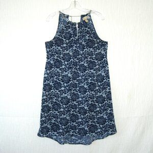 MICHAEL Michael Kors Navy Blue & White Floral Silver Chain Mini Dress